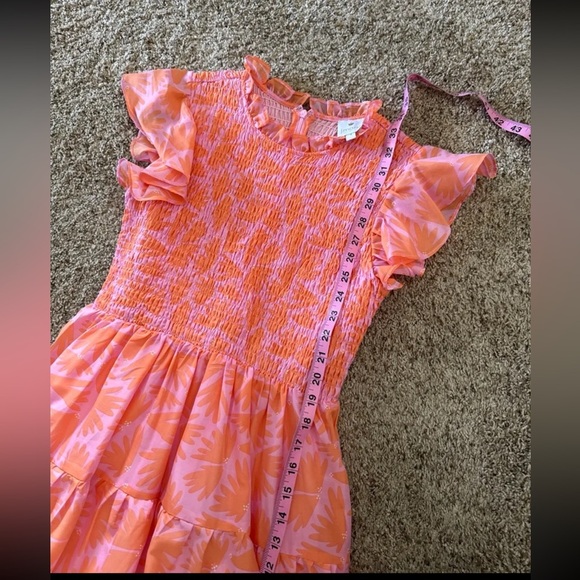 J. MARIE THE ANDI RUCHED Mini DRESS Pink/Orange Floral Print 
size Small - Picture 12 of 12
